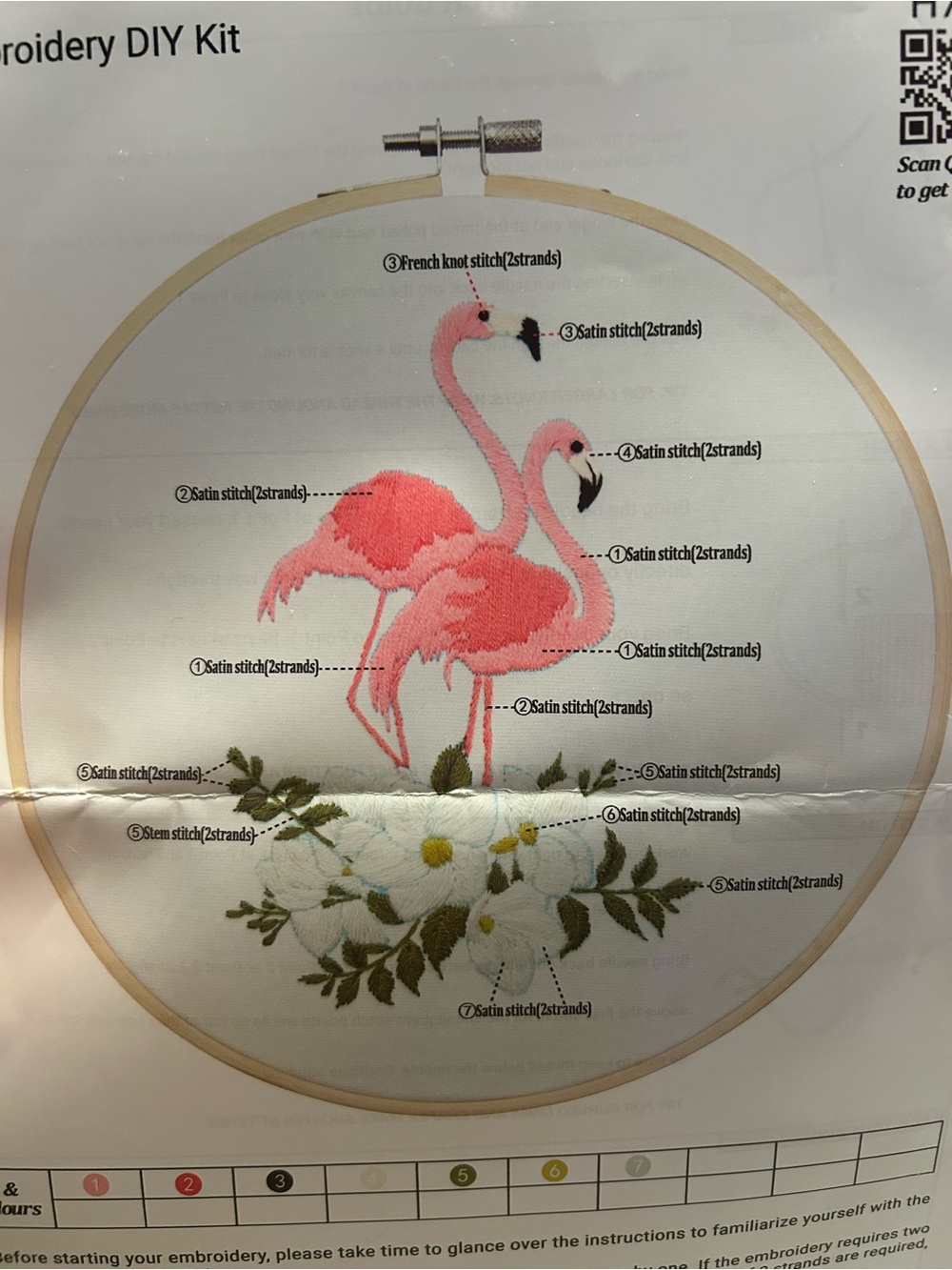 Flamingo embroidery kit